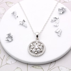 Clusterketting sterlingzilver en zirkonia