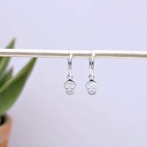 Sterling Silver Skull Hoop Earrings (Non-returnable)