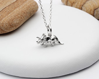 Sterling Silver Triceratops Necklace