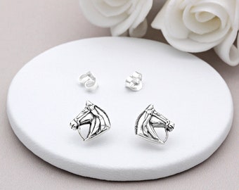 Sterling Silver Horse Head Ear Studs