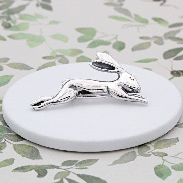 Sterling Silver Leaping Hare Brooch