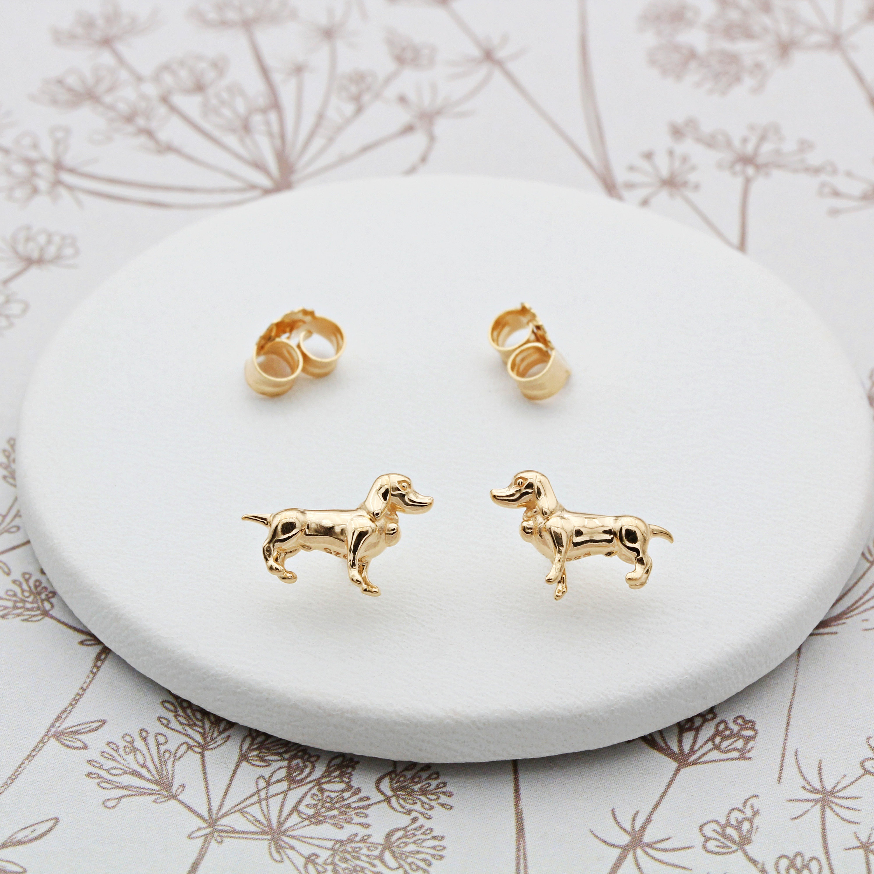 Sterling Silver 18ct Gold Vermeil 3D Dachshund Ear Studs Etsy