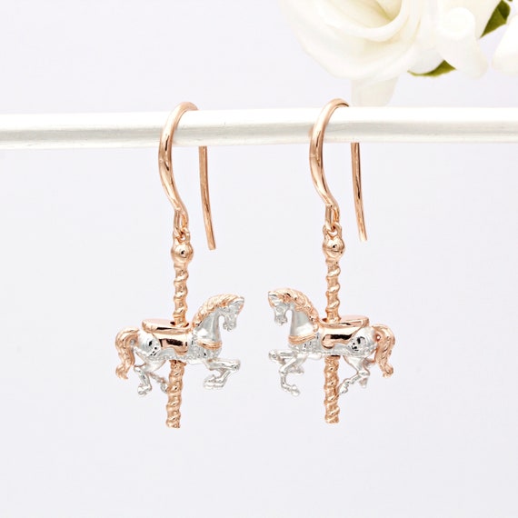 Sterling Silver and 18ct Rose Gold Vermeil Carousel Drop Earrings