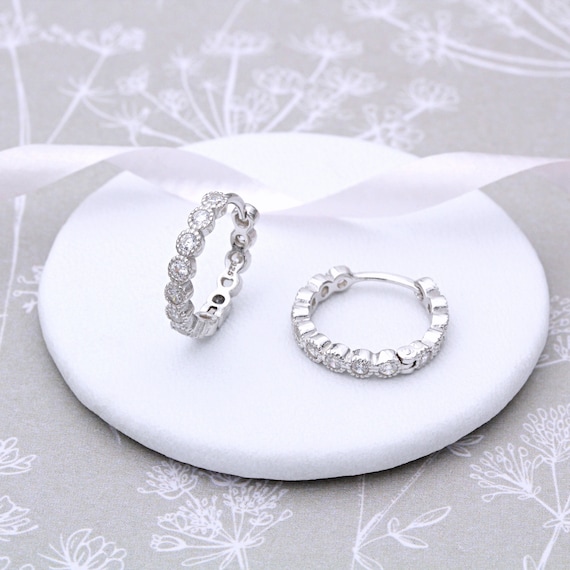 イヤリング TATIANA Silver 925 front cubic hoop earrings EC1971 Amazon.com: Sterling Silver Hoop Earrings Sterling Silver