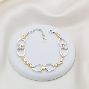 Sterling Silver and 18ct Gold Vermeil Stirrup Bracelet
