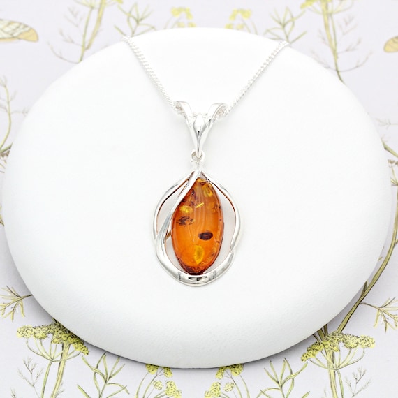 Sterling Silver and Amber Necklace