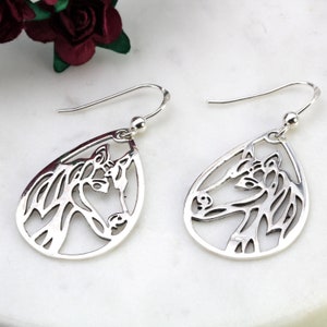 Sterling Silver Silhouette Horse Head Drop Earrings