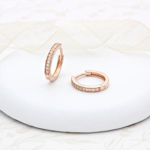 18ct Rose Gold Vermeil Sparkly Huggie Hoops (small)