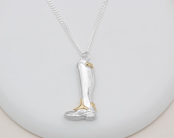 Sterling Silver and 18ct Gold Vermeil Riding Boot Necklace