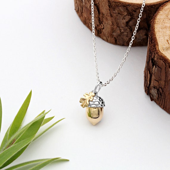 Sterling Silver and 18ct Gold Vermeil Acorn Necklace Etsy