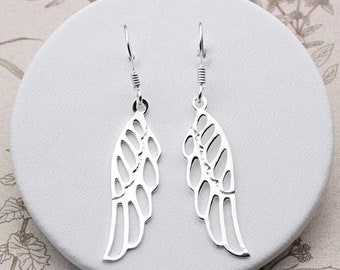 Sterling Silver Angel Wings Drop Earrings (Non-returnable)