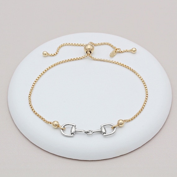 Sterling Silver and 18ct Gold Vermeil Snaffle Slider Bracelet