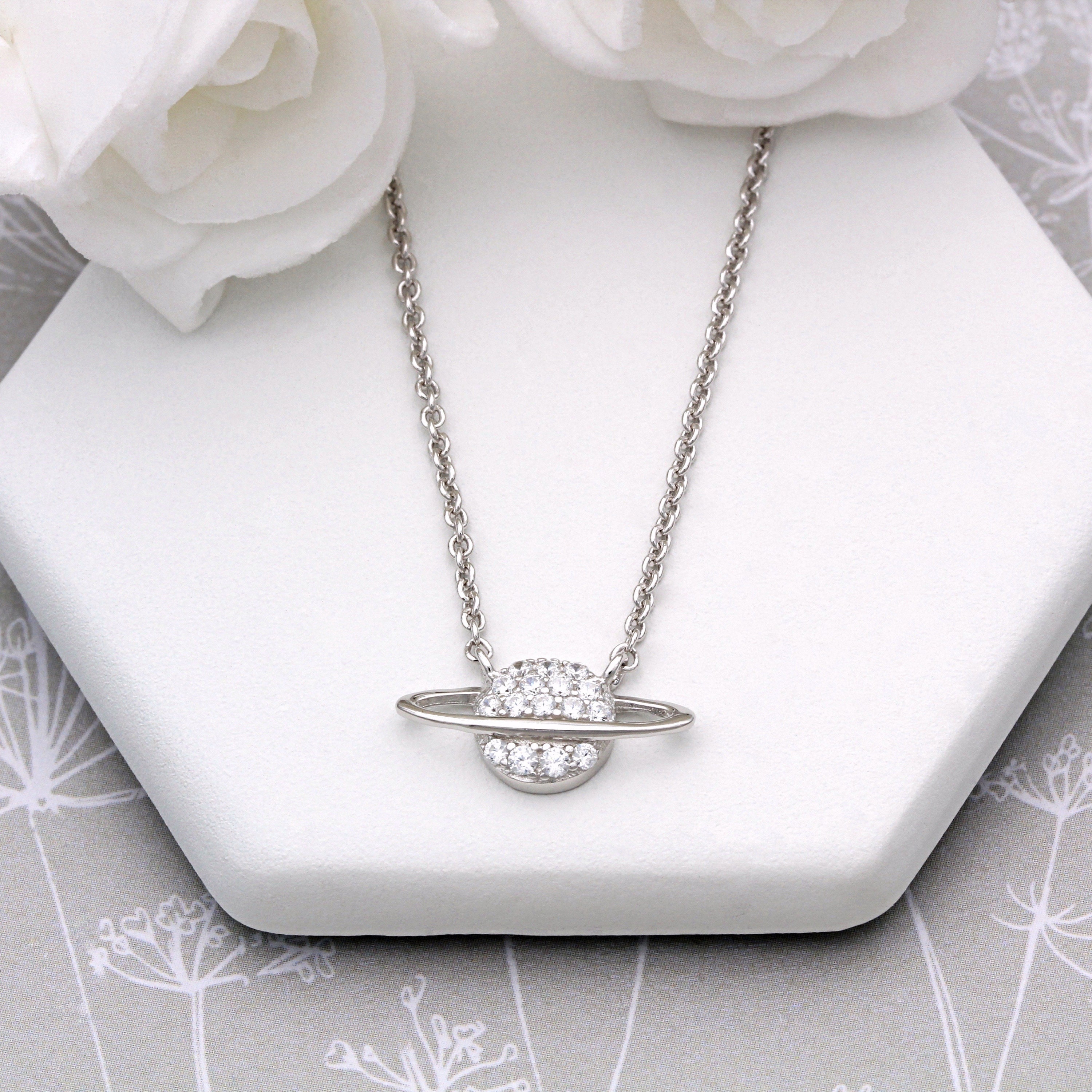 ■ENGBROX■ silver925 saturn heart cubic necklace EBNL24069W saturn heart cubic necklace - ENGBROX | 60% - Asian Fashion