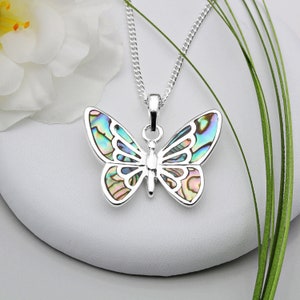 Sterling Silver and Abalone Shell Butterfly Necklace