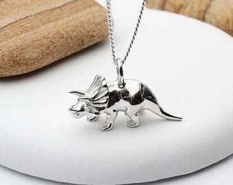 Sterling Silver Triceratops Necklace