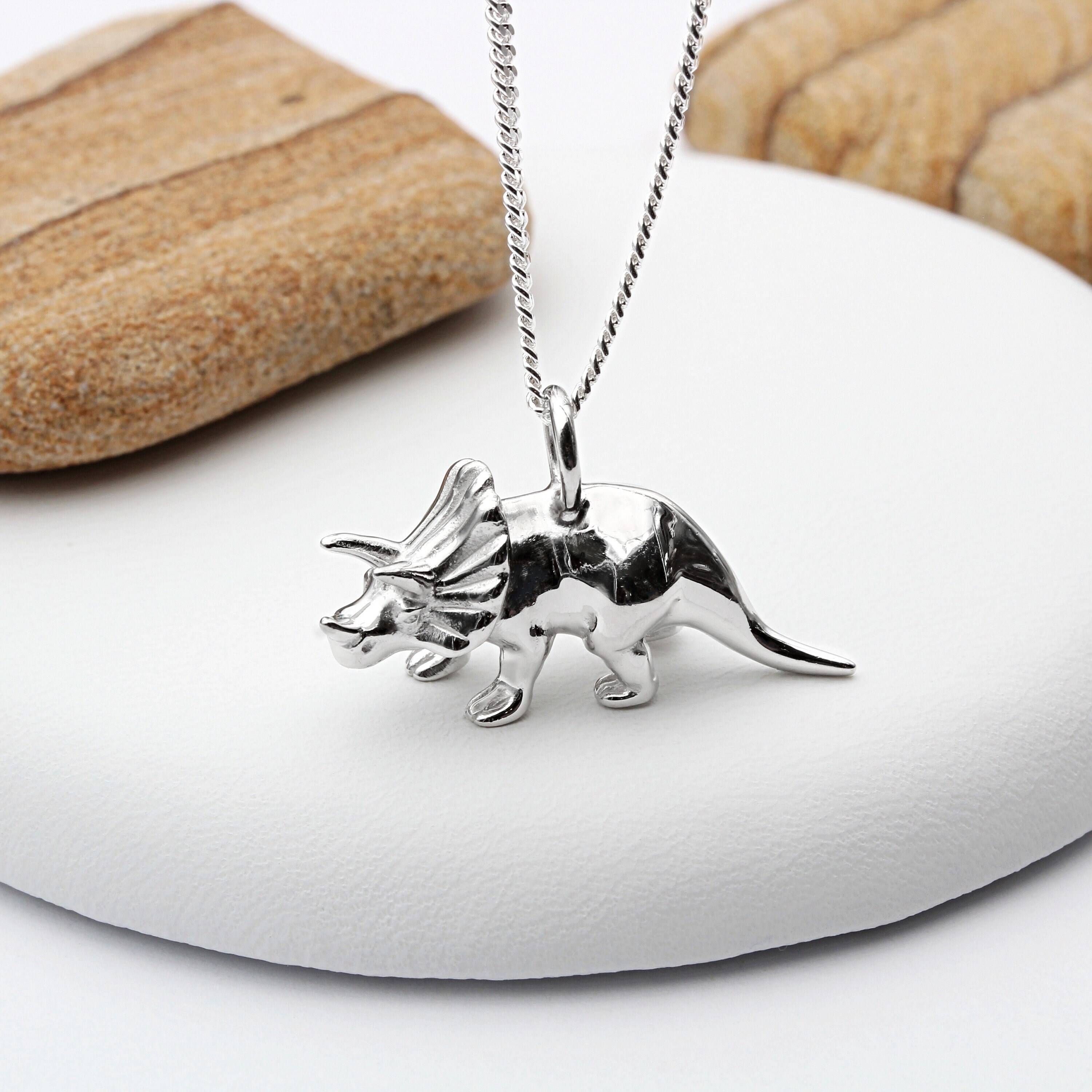 Sterling Silver Triceratops Necklace - Etsy