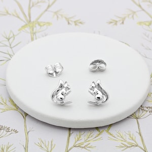 Sterling Silver 3D Squirrel Ear Studs
