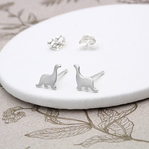 Orecchini di dinosauro in argento sterling, orecchini di