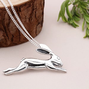 Sterling Silver Leaping Hare Necklace