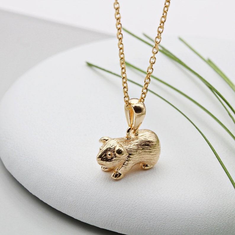 Sterling Silver and 18ct gold Vermeil Guinea Pig Necklace image 1