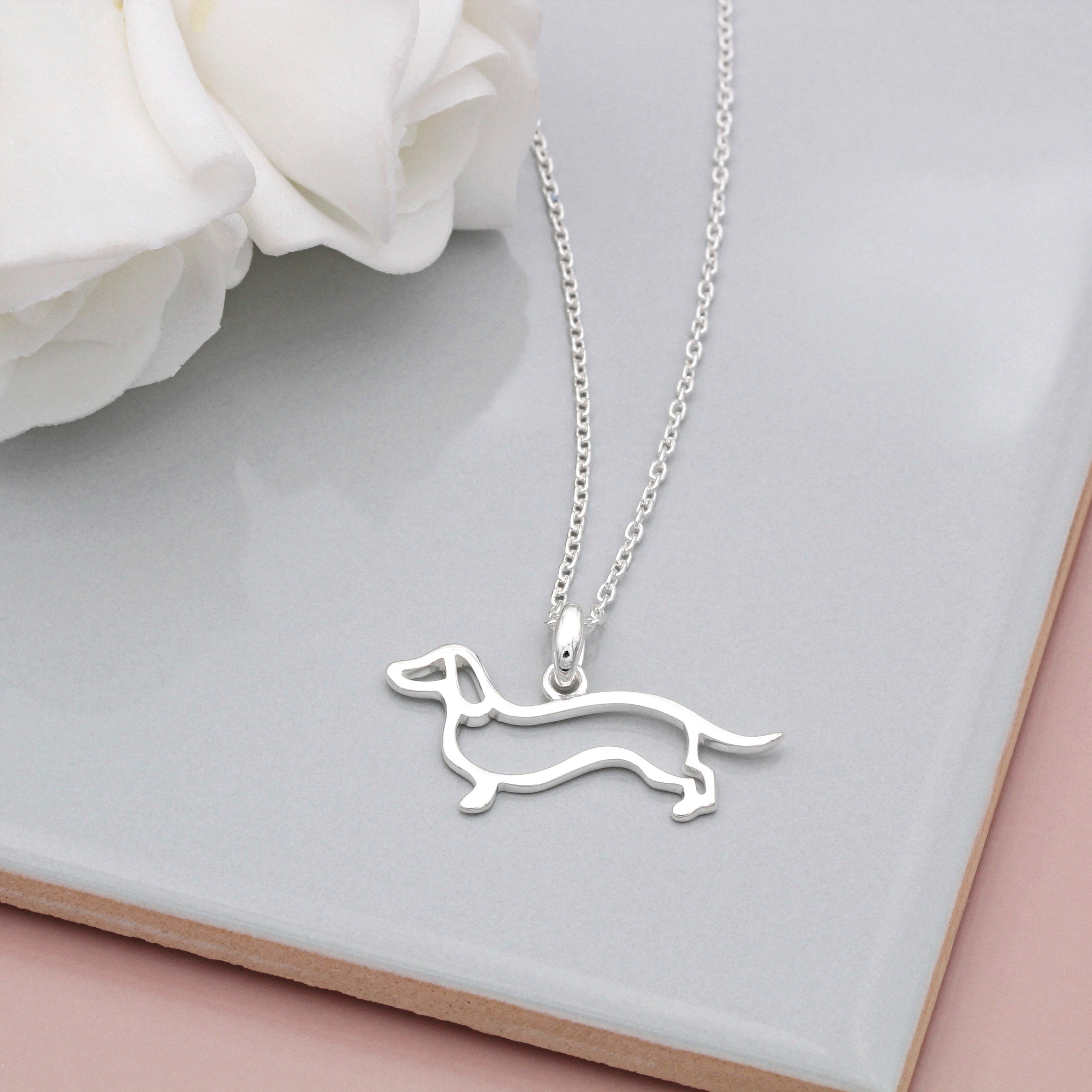 Sterling Silver Dachshund Dog Necklace - Etsy