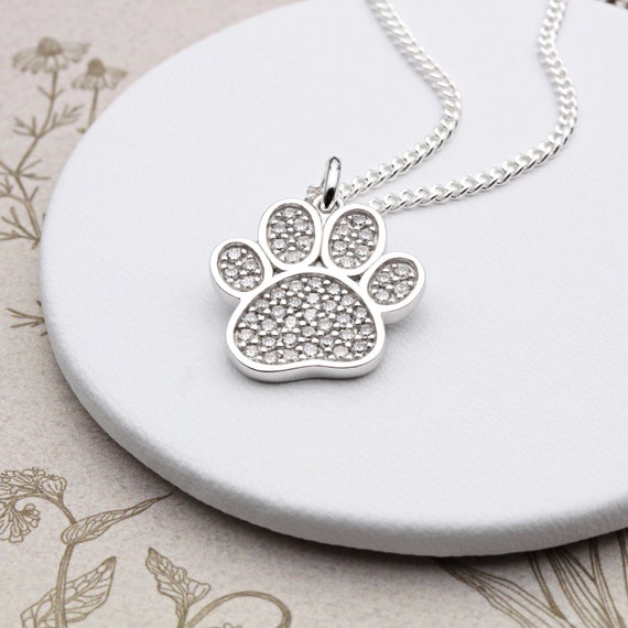 925 SILVER Paw Necklace,heart Love Necklace,cat Paw Necklace,dog Paw  Necklace - Etsy