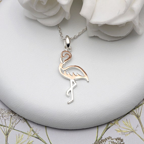 Jeulia Flamingo Personalized Sterling Silver Necklace