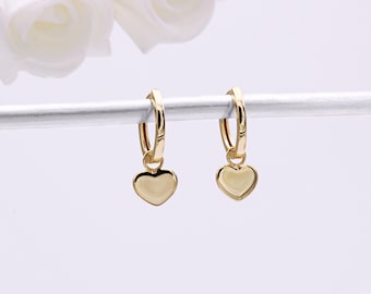 18ct Gold Vermeil Heart Huggie Hoops