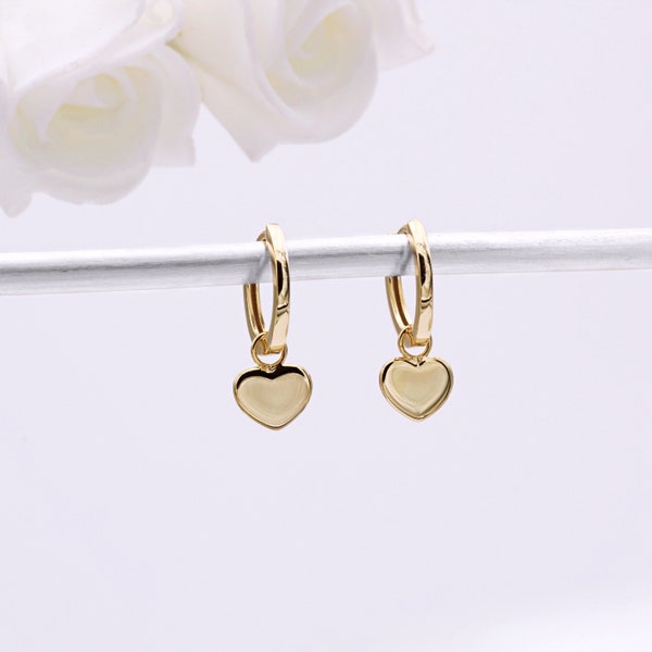 18ct Gold Vermeil Heart Huggie Hoops