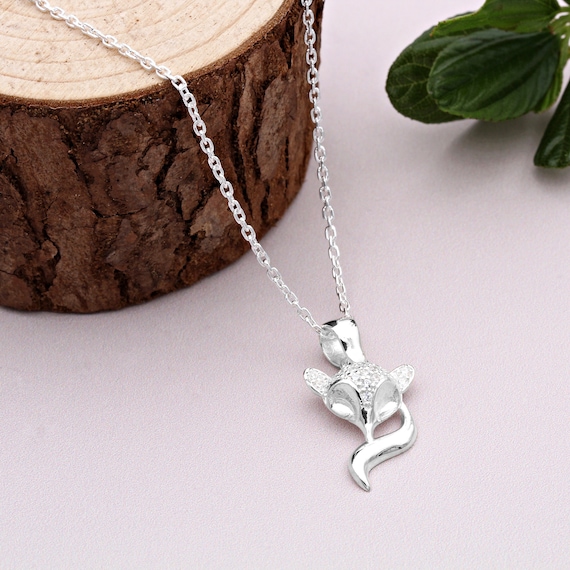 Origami Fox Sterling Silver Necklace