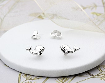 Sterling Silver Whale Ear Studs