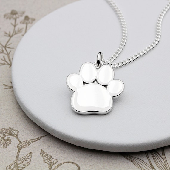 Personalised Sterling Paw Print Heart Necklace | Lisa Angel