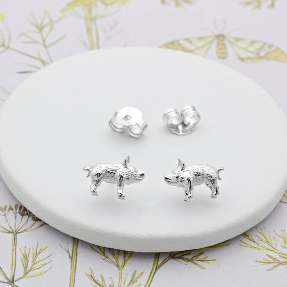 Piggy Pig Face Stud Earrings Sterling Silver Piggy Pig Face Stud Earrings Sterling Silver