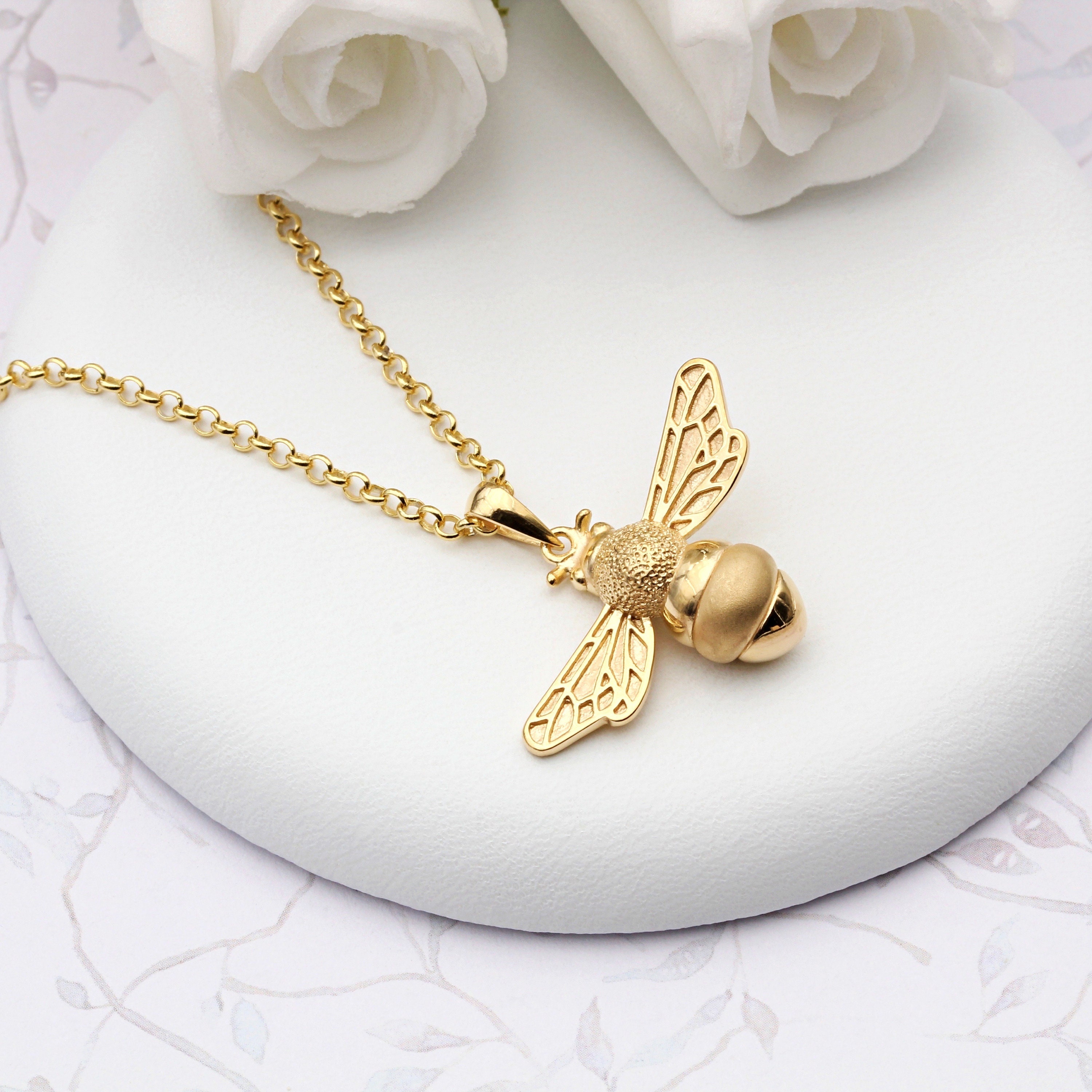 18ct Gold Vermeil Bee Necklace Etsy Sweden