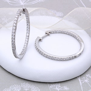 Sterling Silver and Cubic Zirconia Hoop Earrings