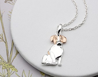 Sterling Silver and 18ct Rose Gold Vermeil Jack Russell Dog Necklace