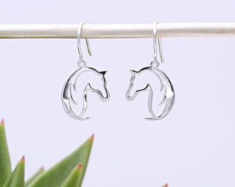 Sterling Silver Silhouette Horse Head Drop Earrings