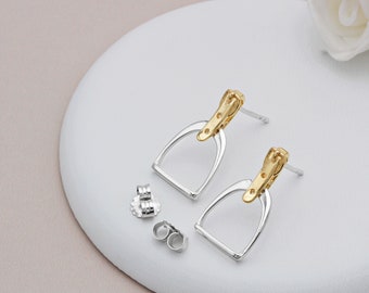 Sterling Silver and 18ct Gold Vermeil Stirrup Earrings