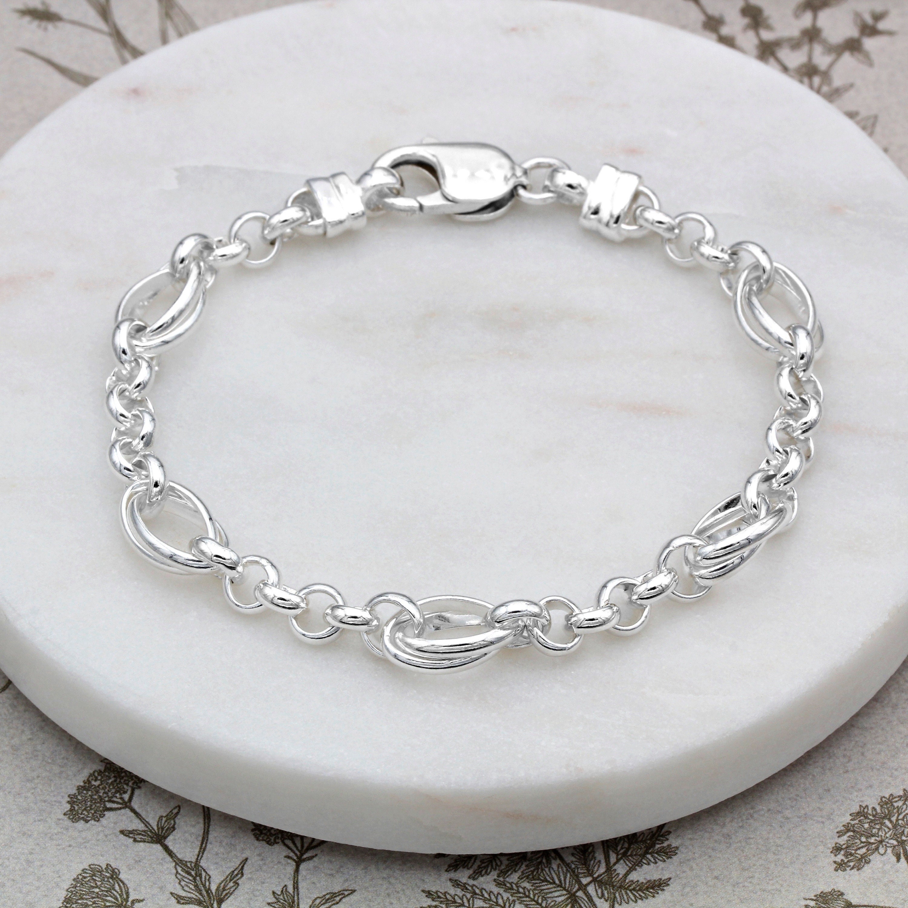 White Sterling Silver bracelet Fancy Textured 7.5 in 7 mm - Walmart.com