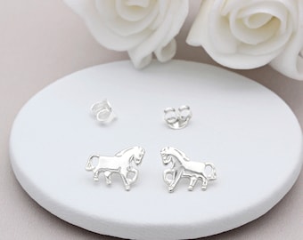 Orecchini A Borchia Cavallo In Argento Sterling 925 | Mini Perno A Forma Di Cavallo Galoppo | Gioiello Donna Ippica - 2