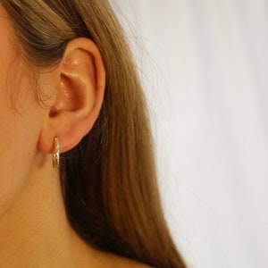 Sterling Silver Small Diamond Cut Hoops image 2