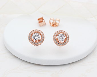 18ct Rose Gold Vermeil Sparkly Ear Studs