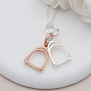 Sterling Silver and Rose Gold Vermeil Stirrup Necklace