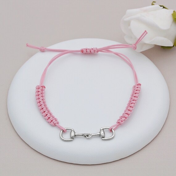 Sterling Silver and Nylon Pink Snaffle Slider Bracelet - Etsy