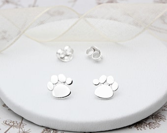 Hypoallergenic Perfect Gift for Kids 925 Sterling Silver Cute Double Dog Paw Stud Earrings Pet Paw Print Jewelry