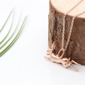 18ct Rose Gold Vermeil Running Hare Necklace