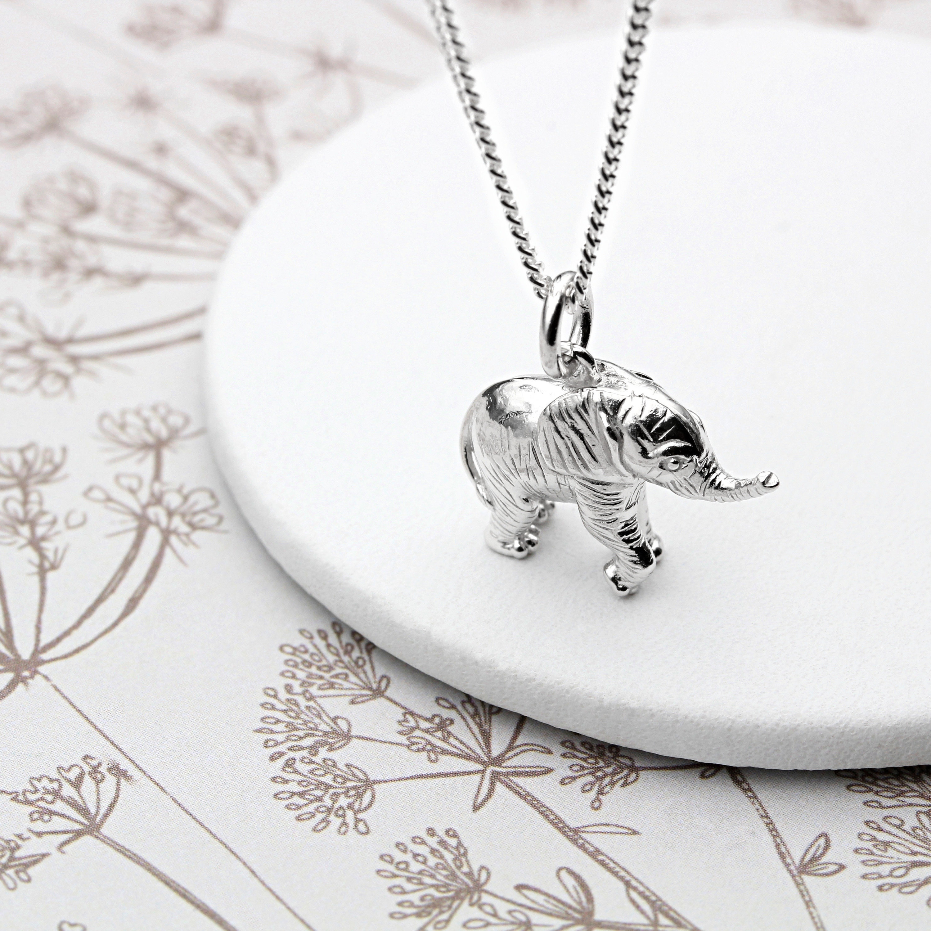 Sterling Silver Elephant Necklace - Etsy
