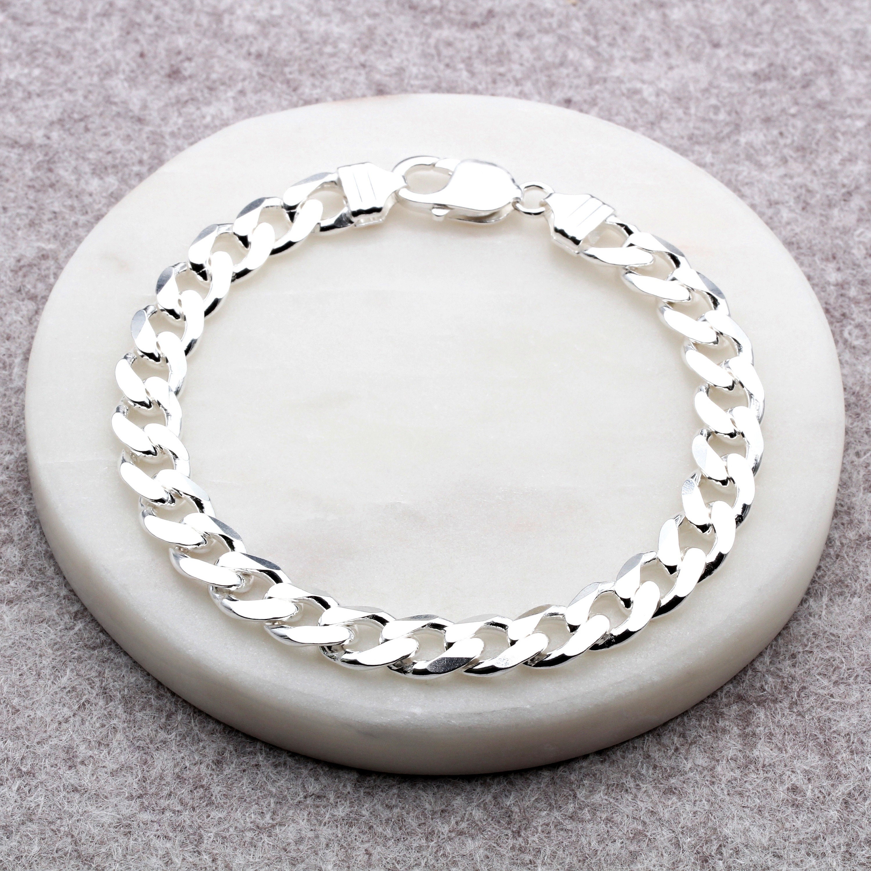 Sterling Silver Curb Bracelet - Etsy Sterling Silver Curb Bracelet - Etsy