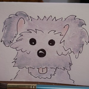 Cartões comemorativos: Cartões originais em aquarela Schnauzer - Personalize - Únicos