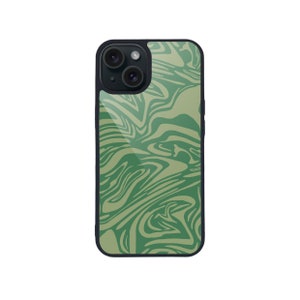 Green Swirl glossy phone case